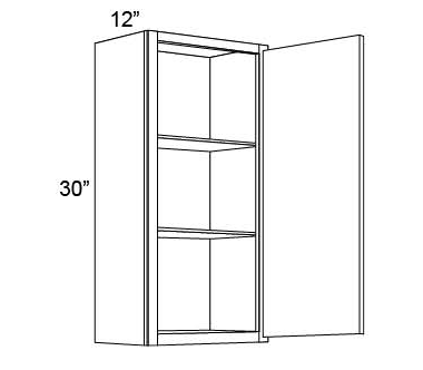 30" HIGH WALL CABINETS- SINGLE DOOR Shaker Pearl