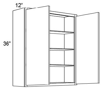 36" HIGH WALL CABINETS- DOUBLE DOOR R Shaker Pearl