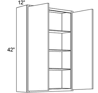 42" HIGH WALL CABINETS- DOUBLE DOOR  Shaker Pearl