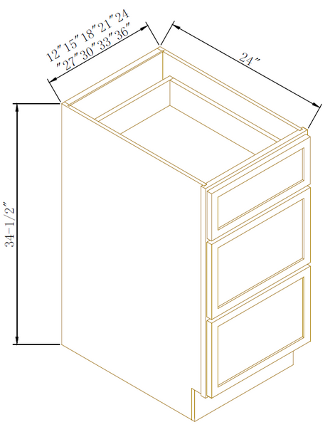 DRAWER BASES- 3 DRAWERS - Newtown Oak