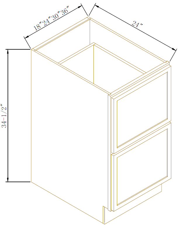 DRAWER BASES - 2 DRAWERS - Newtown Oak