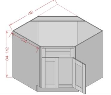 DIAGONAL CORNER SINK BASE - Sapphire Blue