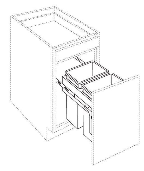 BASE CABINET TRASH CAN PULL OUT (CABINET INCLUDED) - Ashen Gray