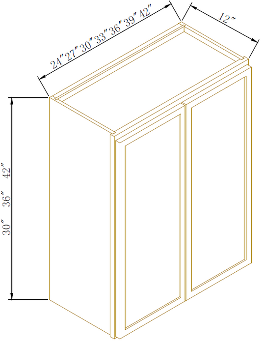 42" HIGH WALL CABINETS- DOUBLE DOOR - Newtown Oak