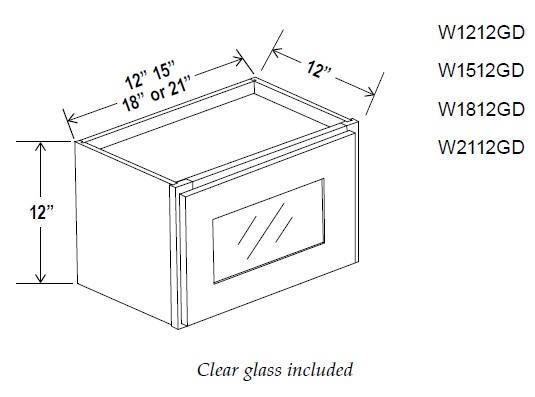 12" HIGH GLASS DOOR WALL CABINETS - Shaker White